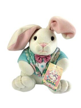 Easter Velveteen Rabbit Blue Floral Vest Pastel Vintage 1995 Commonwealth 9" Tag